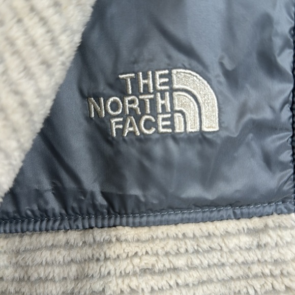 The North Face Girls OSO Striped Vintage White Hooded Fleece Jacket Medium 10-12 - Picture 5 of 12